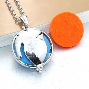New Aroma Diffuser Necklace Open Silver Lockets Pendant Perfume Essential Oil Aromatherapy Locket Necklace With Pads 040202