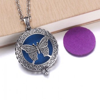 New Aroma Diffuser Necklace Open Silver Lockets Pendant Perfume Essential Oil Aromatherapy Locket Necklace With Pads 040202