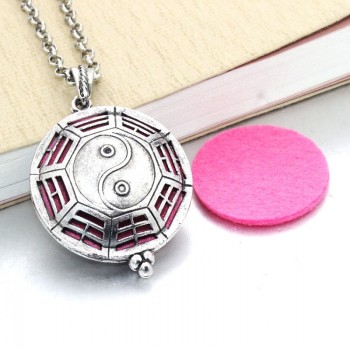 New Aroma Diffuser Necklace Open Silver Lockets Pendant Perfume Essential Oil Aromatherapy Locket Necklace With Pads 040202