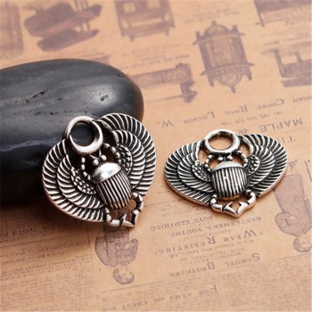 DoreenBeads Zinc Based Alloy Pendants Charms Scarab Antique Silver Style Jewelry DIY Components 27mm(1 1/8) x 26mm(1), 2 PCs