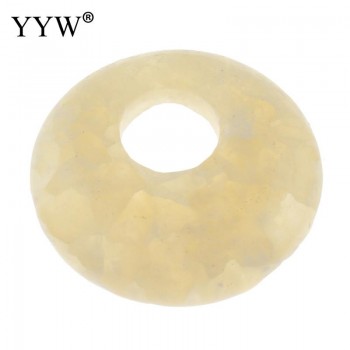 YYW Natural Real Gems Stone Jewelry Flat Round Donut Beads Lucky Women Men DIY Quartz Tiger Eye Sea Opal Rose Stone Pendants