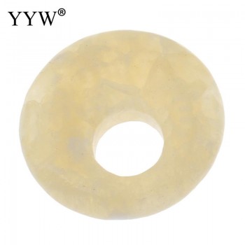 YYW Natural Real Gems Stone Jewelry Flat Round Donut Beads Lucky Women Men DIY Quartz Tiger Eye Sea Opal Rose Stone Pendants