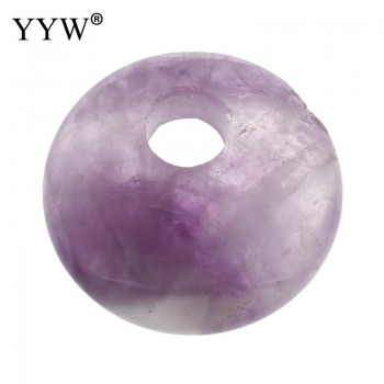 YYW Natural Real Gems Stone Jewelry Flat Round Donut Beads Lucky Women Men DIY Quartz Tiger Eye Sea Opal Rose Stone Pendants