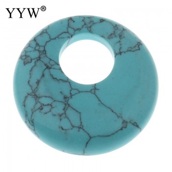 YYW Natural Real Gems Stone Jewelry Flat Round Donut Beads Lucky Women Men DIY Quartz Tiger Eye Sea Opal Rose Stone Pendants