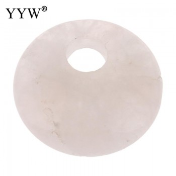 YYW Natural Real Gems Stone Jewelry Flat Round Donut Beads Lucky Women Men DIY Quartz Tiger Eye Sea Opal Rose Stone Pendants