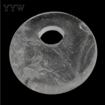 YYW Natural Real Gems Stone Jewelry Flat Round Donut Beads Lucky Women Men DIY Quartz Tiger Eye Sea Opal Rose Stone Pendants