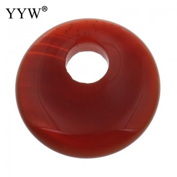 YYW Natural Real Gems Stone Jewelry Flat Round Donut Beads Lucky Women Men DIY Quartz Tiger Eye Sea Opal Rose Stone Pendants