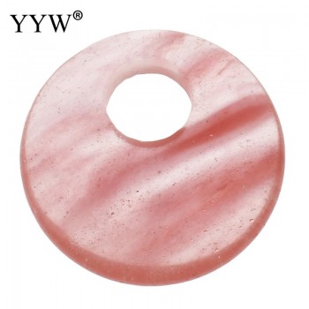 YYW Natural Real Gems Stone Jewelry Flat Round Donut Beads Lucky Women Men DIY Quartz Tiger Eye Sea Opal Rose Stone Pendants