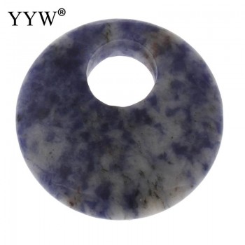 YYW Natural Real Gems Stone Jewelry Flat Round Donut Beads Lucky Women Men DIY Quartz Tiger Eye Sea Opal Rose Stone Pendants