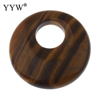 YYW Natural Real Gems Stone Jewelry Flat Round Donut Beads Lucky Women Men DIY Quartz Tiger Eye Sea Opal Rose Stone Pendants