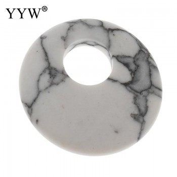YYW Natural Real Gems Stone Jewelry Flat Round Donut Beads Lucky Women Men DIY Quartz Tiger Eye Sea Opal Rose Stone Pendants