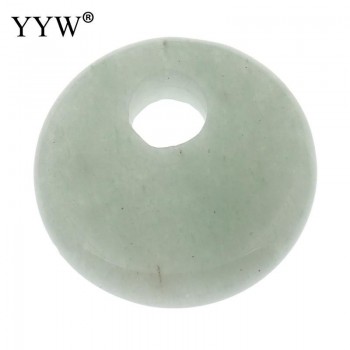 YYW Natural Real Gems Stone Jewelry Flat Round Donut Beads Lucky Women Men DIY Quartz Tiger Eye Sea Opal Rose Stone Pendants