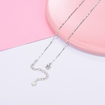 Kpop 925 Sterling Silver Chain Necklace Simple Minimalist Jewelry Rose Gold Color Box Wave Rope Chain for Women 18 22 N6266