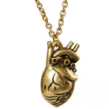 Unique Retro 3D Anatomical Human Hollow Heart Pendant Necklace Sweater Chain