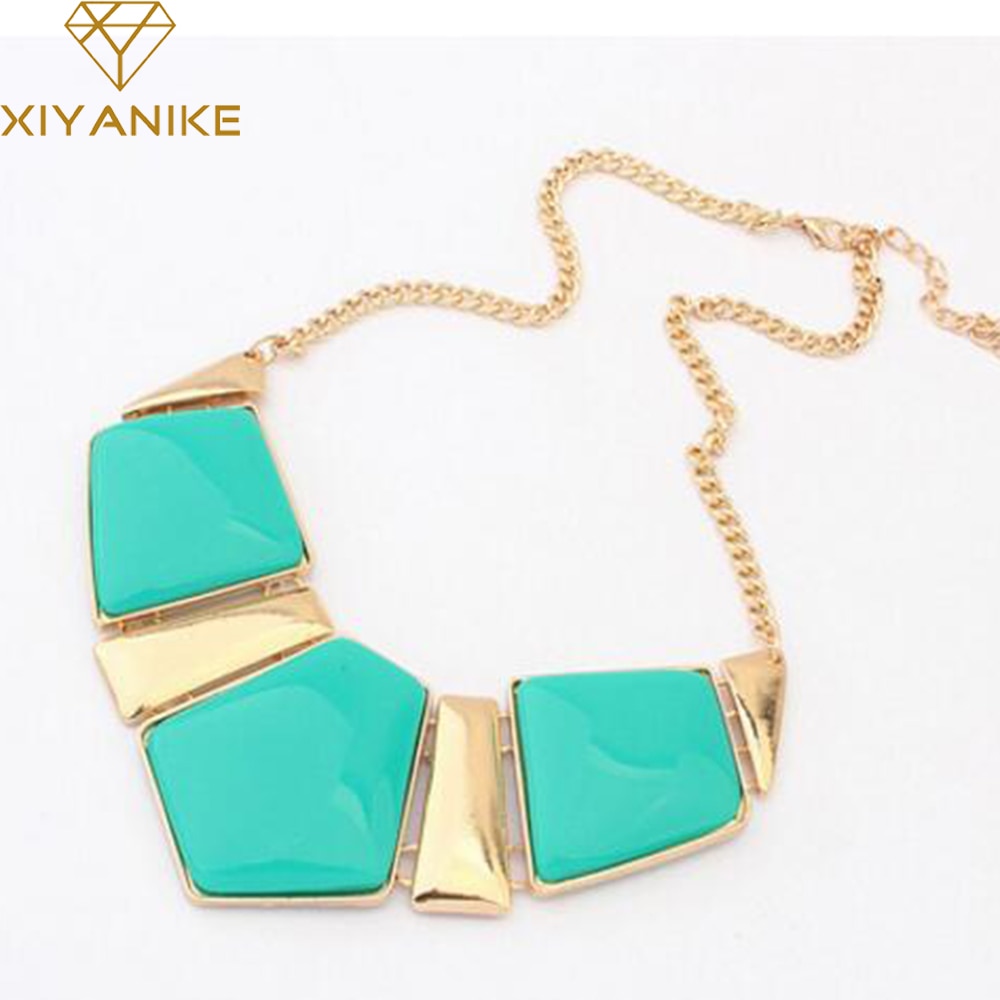Hot Sale Fashion Jewelry Female Big Imitation Gem Stone Necklace For Women Statement Necklaces Collar Party Necklace N907