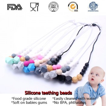 MHS.SUN Food grade teething silicone bead necklaces BPA free soft chewable necklace long suit nursing baby/breastfeeding women