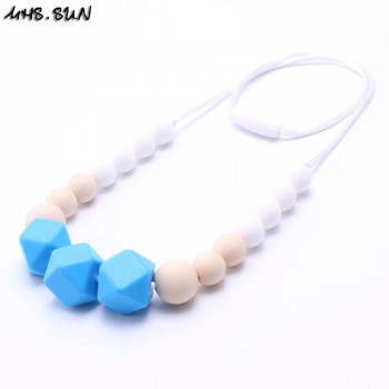 MHS.SUN Food grade teething silicone bead necklaces BPA free soft chewable necklace long suit nursing baby/breastfeeding women
