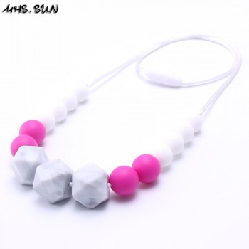 MHS.SUN Food grade teething silicone bead necklaces BPA free soft chewable necklace long suit nursing baby/breastfeeding women