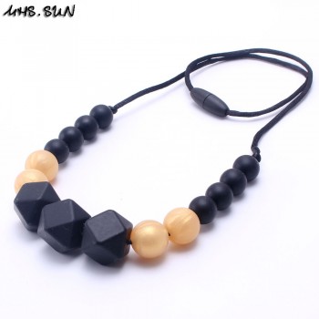 MHS.SUN Food grade teething silicone bead necklaces BPA free soft chewable necklace long suit nursing baby/breastfeeding women