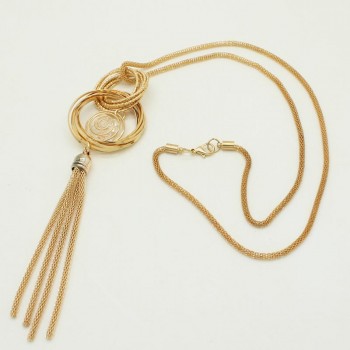 Fashion Gold Silver Plated Double Circles Long Necklaces amp; Pendants Statement Tassels Necklace Colares Femininos Women Jewelry