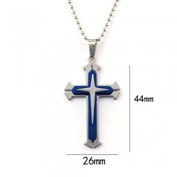 Mens Necklace Pendant Stainless Steel Chain 3 Layer Knight Cross Pendant Hip-hop Chain Necklaces for Men Jewelry Unisex Gifts