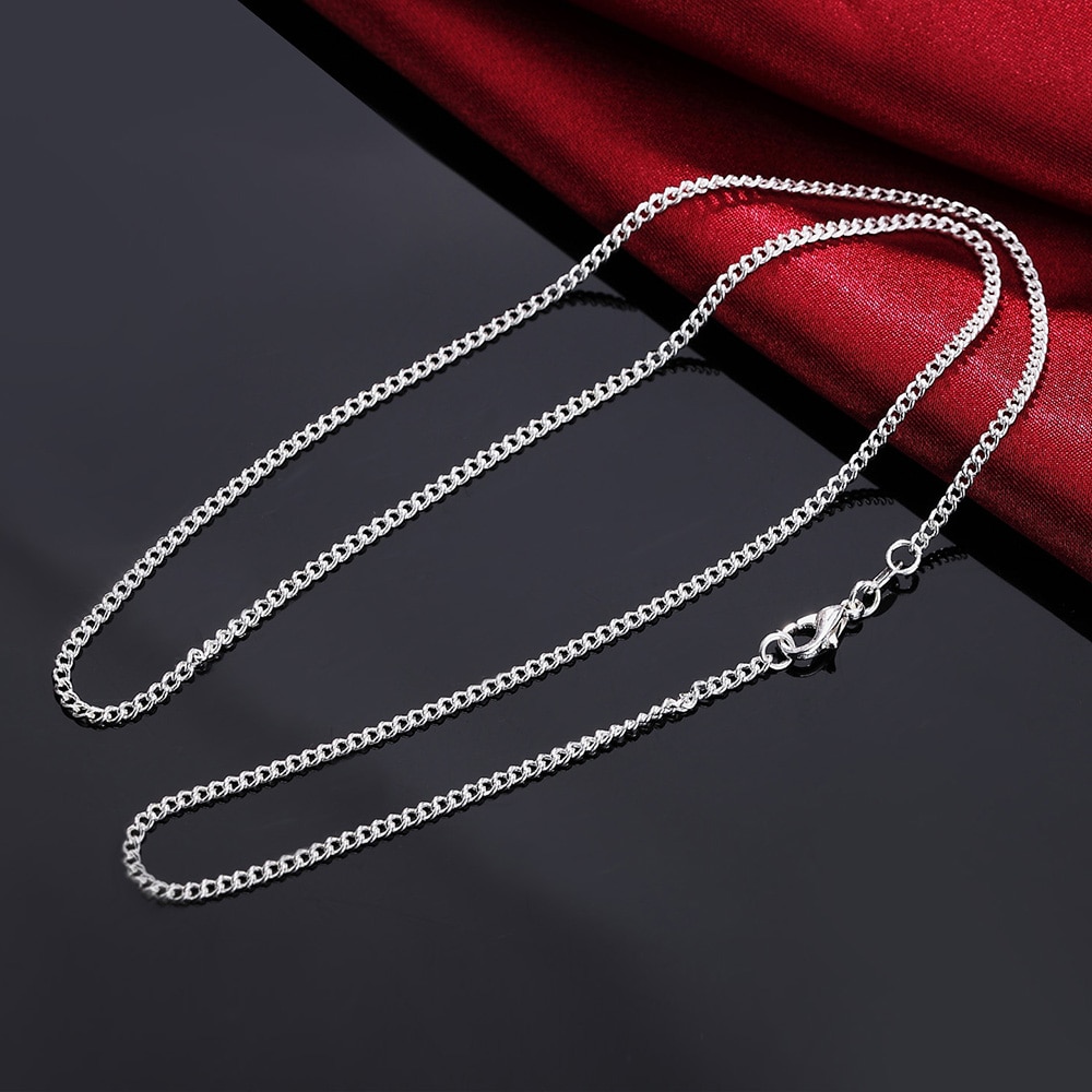 2PCS LN029 16-30inches 2mm chain silver Necklace jewelry cute Beautiful fashion women men silver plated charm FOR PENDANT LN029