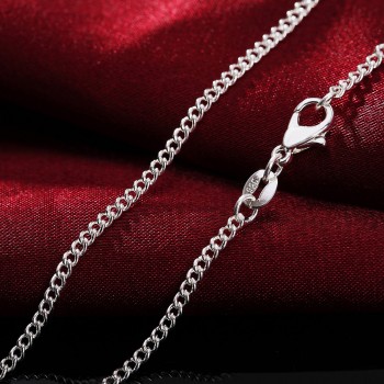 2PCS LN029 16-30inches 2mm chain silver Necklace jewelry cute Beautiful fashion women men silver plated charm FOR PENDANT LN029