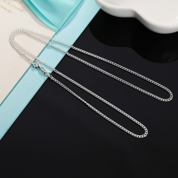 2PCS LN029 16-30inches 2mm chain silver Necklace jewelry cute Beautiful fashion women men silver plated charm FOR PENDANT LN029