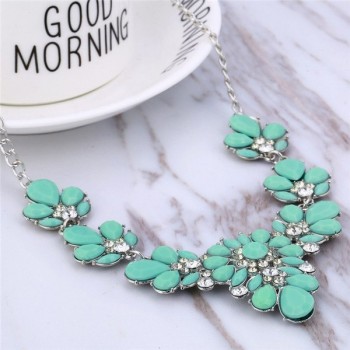 Hesiod Green/Yellow/Rose/Blue Crystal Short Statement Necklace Flower Pendant Fashionable Woman Necklace Charm Christmas Gift