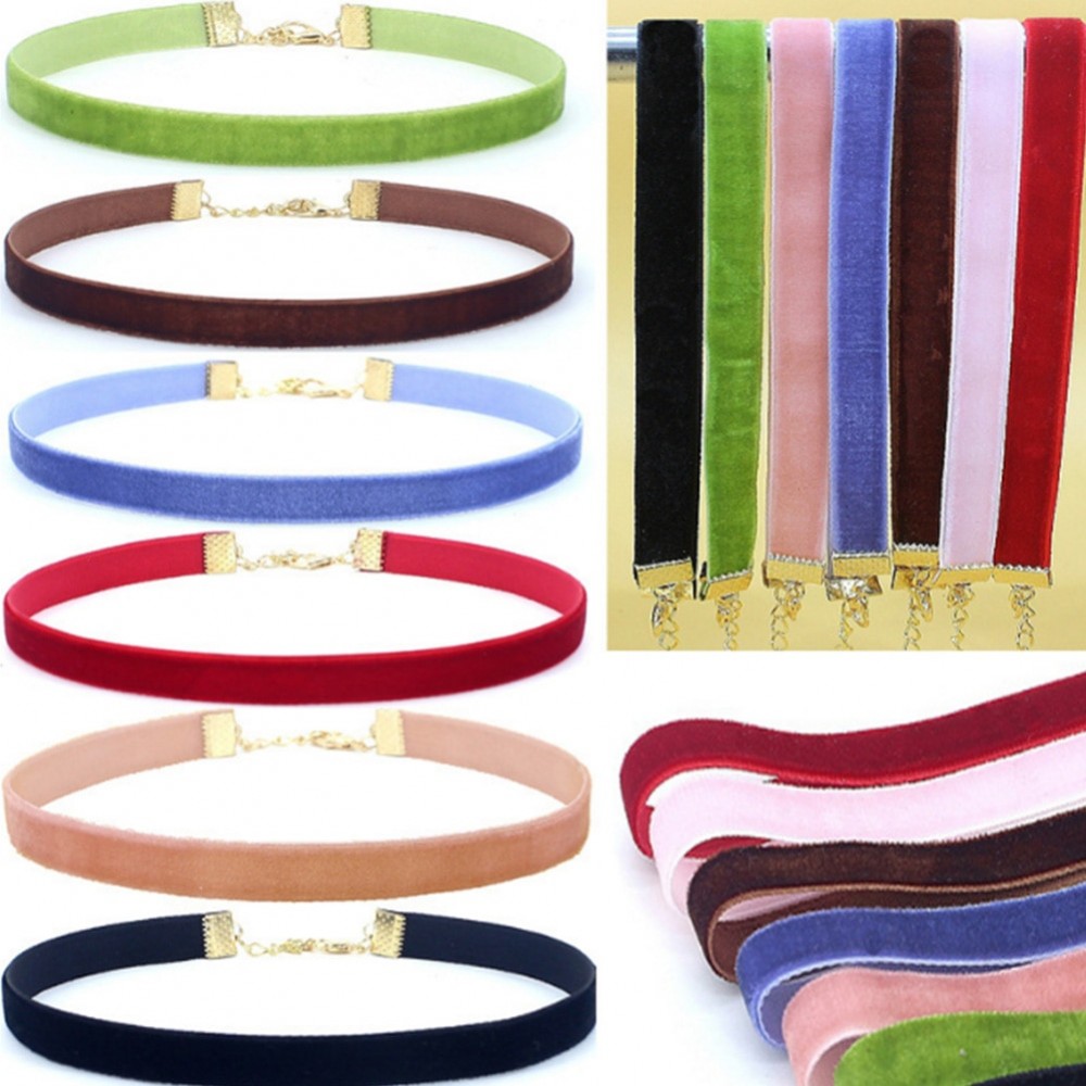 2019 Hot Original Punk New Fashion Colorful Velvet strip Female Choker Necklace Retro Gothic Collar Necklaces For Women Gift