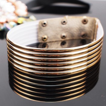 MANILAI Leather Statement Choker Necklace For Women Fashion Gold Color Collar Necklace African Jewelry Adjustable