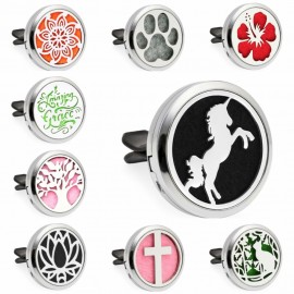 Tree of Life Unicorn Sea Horse 30mm Car Diffuser Locket Vent Clip Essential Oil Aromatherapy Diffuser Perfume Locket 10pcs Pads