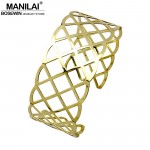 MANILAI Hollow Alloy Open Torque Wide Necklace Geometric Choker Women New Fashion Collar Statement Jewelry Golden amp; Silver Color