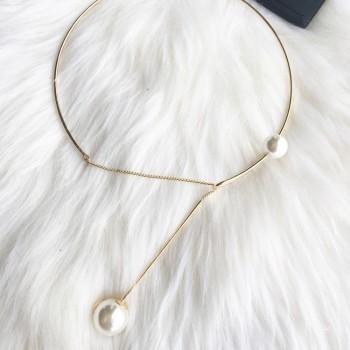 2017 New Arrive Simple Metal Joker Style Collares Alloy Chain Tassel Simulated Pearl Jewelry Necklaces Pendants For Women