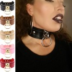 Women Men Cool 100% Handmade Oversized Choker Fetish O Round Metal Silver Gold Leather Collar Bondage Sub BDSM Harness Necklace