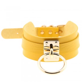 Women Men Cool 100% Handmade Oversized Choker Fetish O Round Metal Silver Gold Leather Collar Bondage Sub BDSM Harness Necklace