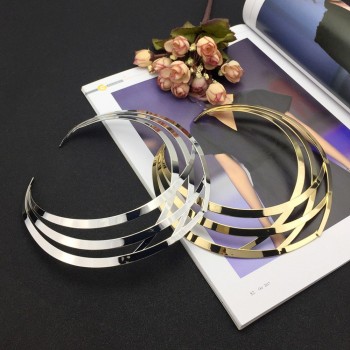 Trendy Metal Hollow Torque Choker Necklaces Women Indian Punk Geometric Collar Statement Necklace Jewelry Accessories UKMOC