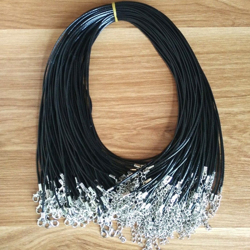 Fashion Women Necklace Cord Waxed Cotton Black 1.5mm Diameter 45CM Length DIY Making Accessories Cord Choker Necklace