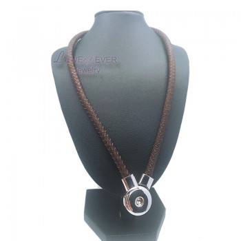PU Original leather New Genuine Leather diy Snap Button Charm Magnetic Clasp Pendant Necklace For women men Fit 18mm button