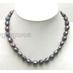 SALE ! Big 7-9mm Black BAROQUE natural Freshwater PEARL 17 Necklace -5662 Free shipping  Wholesale/retail