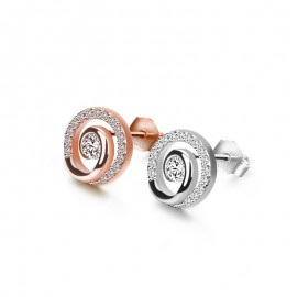 New fashion Tai Chi Stud earrings Women amp; girls 100% 925 sterling silver personality jewelry Rose gold simple mini earrings gift