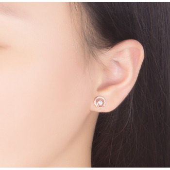 New fashion Tai Chi Stud earrings Women amp; girls 100% 925 sterling silver personality jewelry Rose gold simple mini earrings gift