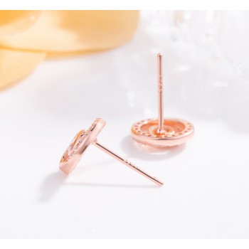 New fashion Tai Chi Stud earrings Women amp; girls 100% 925 sterling silver personality jewelry Rose gold simple mini earrings gift