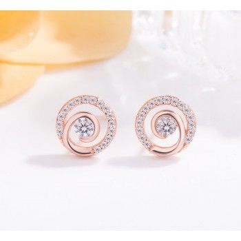 New fashion Tai Chi Stud earrings Women amp; girls 100% 925 sterling silver personality jewelry Rose gold simple mini earrings gift