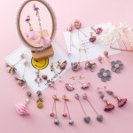 2018 New Korean Japan Trendy Sweet Girl Simple Pink Fabric Flower Rhinestone Dangle Earrings Fashion Women Jewelry Accessories