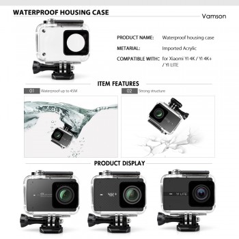 Vamson for Xiao YI 4K Accessories Kit Set Tripod Monopod Head Cheat Strap Bag Adapter Mount for YI 4K + for YI Lite Camera VS147