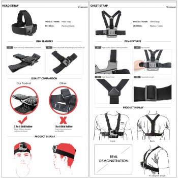 Vamson for Xiao YI 4K Accessories Kit Set Tripod Monopod Head Cheat Strap Bag Adapter Mount for YI 4K + for YI Lite Camera VS147