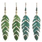 2019 Boho Retro Green Leaf Tassel Eardrop Earring Bohemian Ethnic Vintage Alloy Hanging Dangle Drop Earrings Jewelry For Women