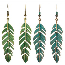 2019 Boho Retro Green Leaf Tassel Eardrop Earring Bohemian Ethnic Vintage Alloy Hanging Dangle Drop Earrings Jewelry For Women