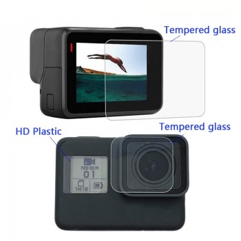 New Tempered Glass Protector Cover Case For Go Pro Gopro Hero 5 6 7 Hero5 Hero6 Hero7 Camera Lens Cap LCD Screen Protective Film
